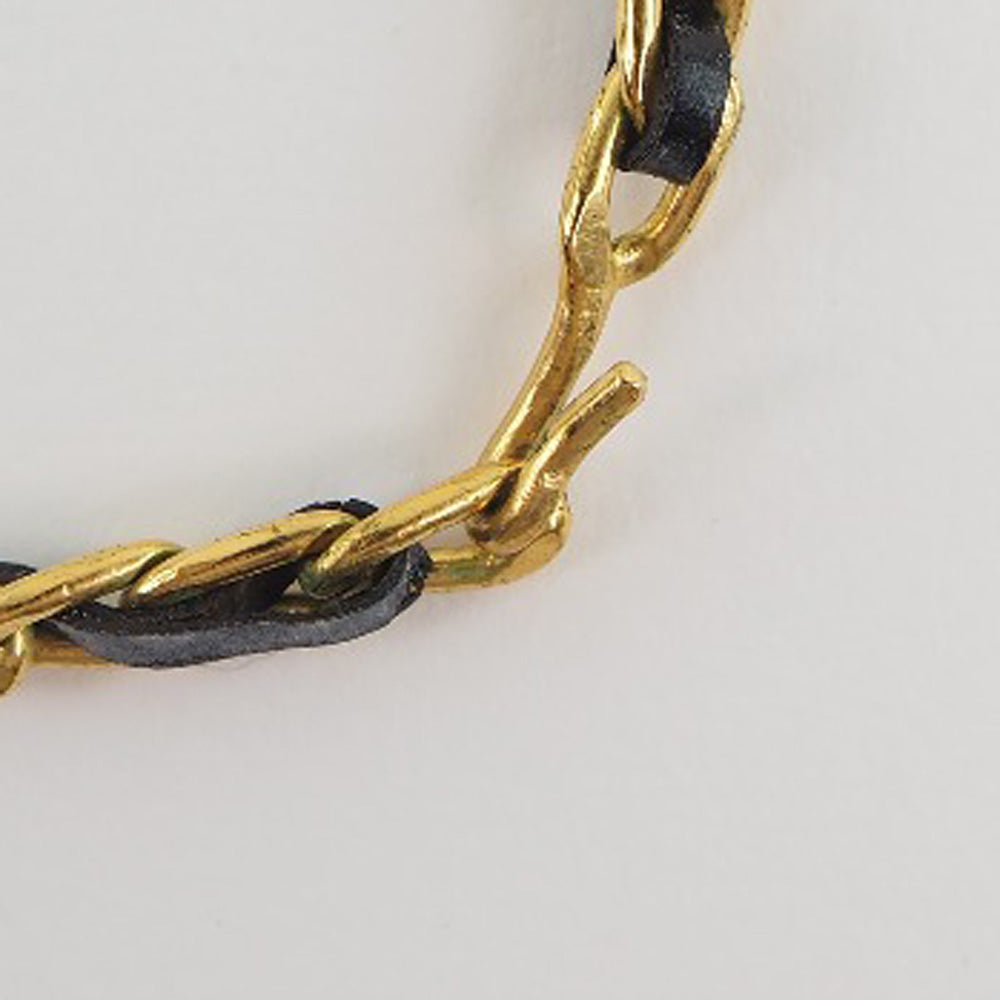 CHANEL Necklace Plated Gold, Rhinestones gold choker coin ribbon Women
