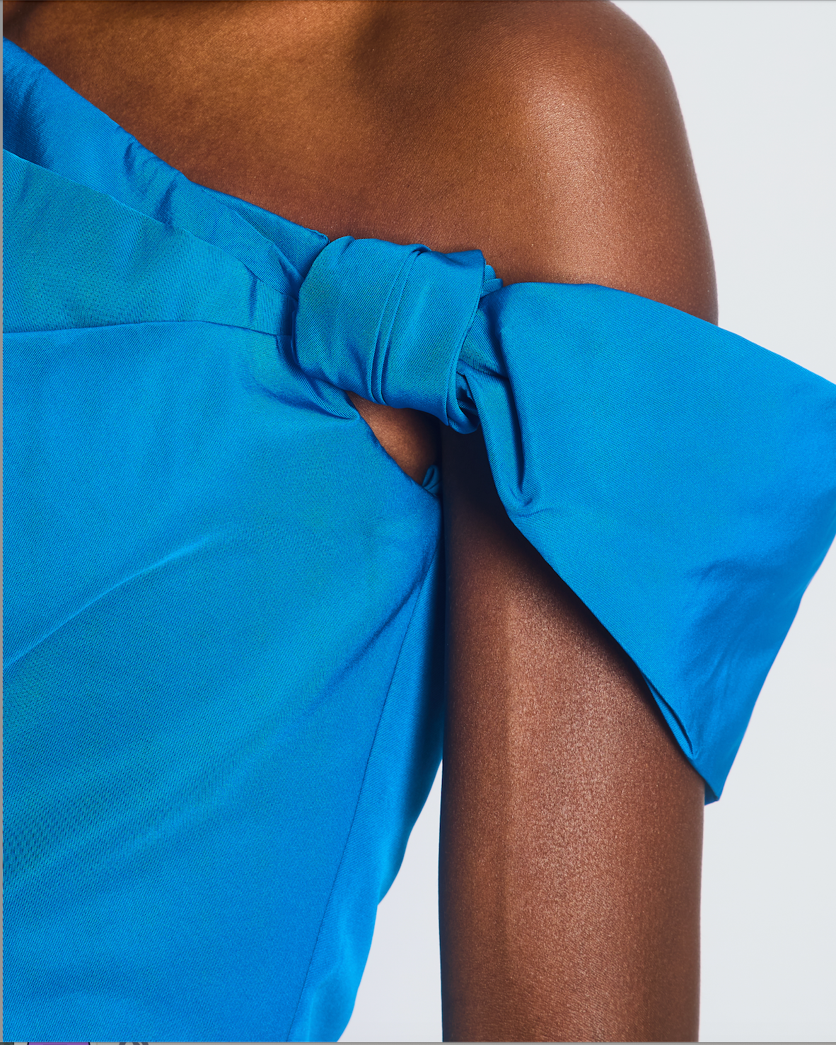 Alexander McQueen Blue One-Shoulder Bow-Emellished Slim-Fit Woven Midi Dress Size IT 38 (UK 6)