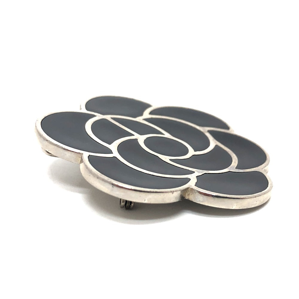 CHANEL Brooch 98? metal Black x Silver Metal Camelia