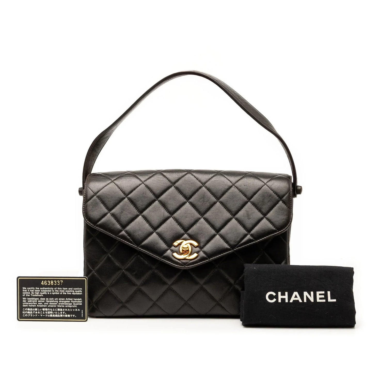 Black Chanel CC Quilted Lambskin Handbag