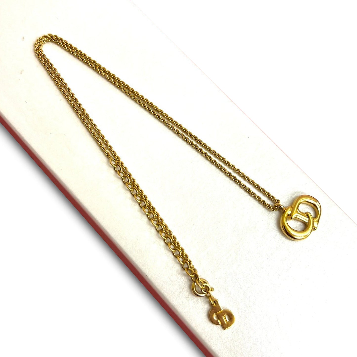 Gold Dior Gold Plated CD Logo Pendant Necklace