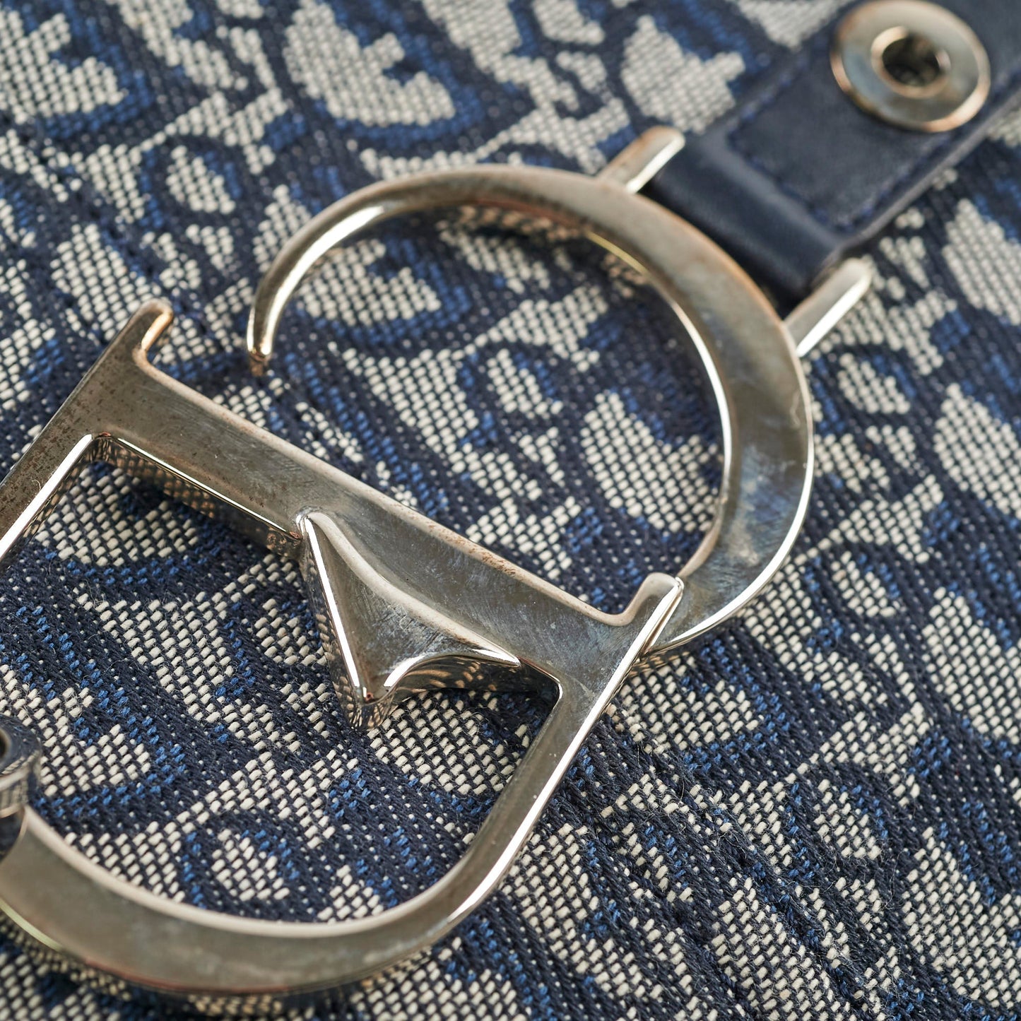 Christian Dior Canvas Navy Oblique Flap Side Carry 2004