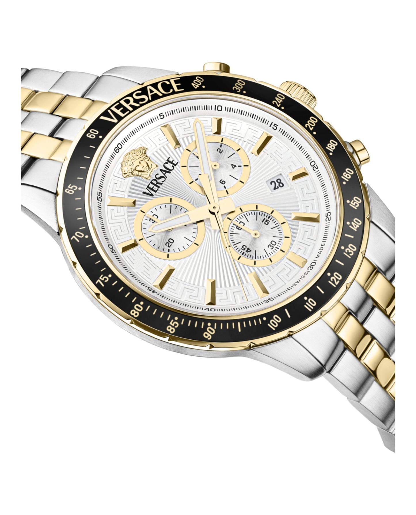 Versace Mens Two Tone 44mm Bracelet Fashion Watch