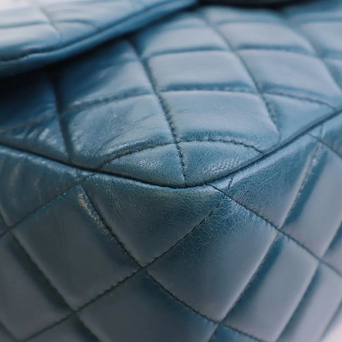 Blue Chanel Jumbo Classic Lambskin Single Flap Shoulder Bag