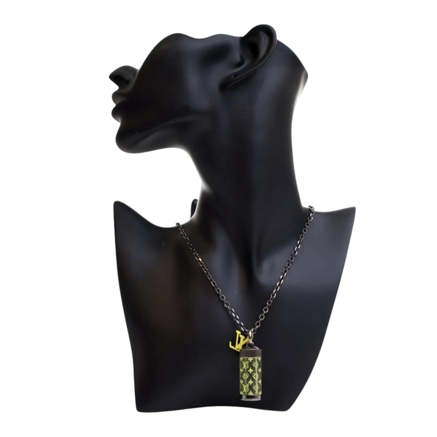 Silver Louis Vuitton Palladium Plated Monogram Message In A Bottle Pendant Necklace