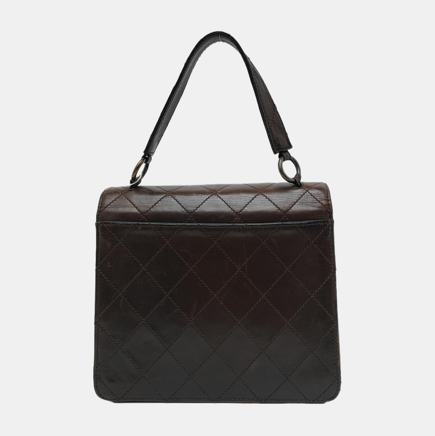 Chanel Kelly Brown Calfskin Leather Top Handle Bag