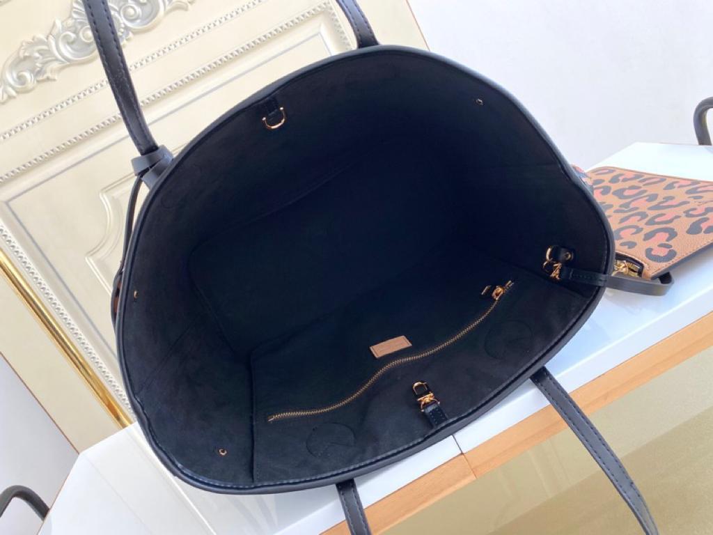 Top Quality Neverfull MM Tote Bag Wild At Heart Monogram Empreinte Black For Women, Shoulder Bags 12.2in/31cm Top Quality M45856