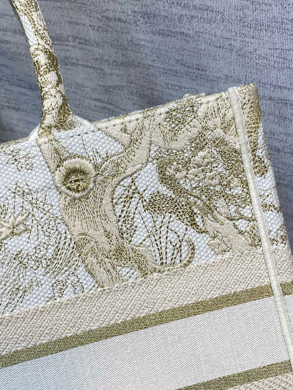 Top Quality MeTop Qualityum Book Tote Gold-Tone Toile de Jouy Embroidery, Gold, For Women Womens Handbags, 36cm CD M1296ZTQO_M01E