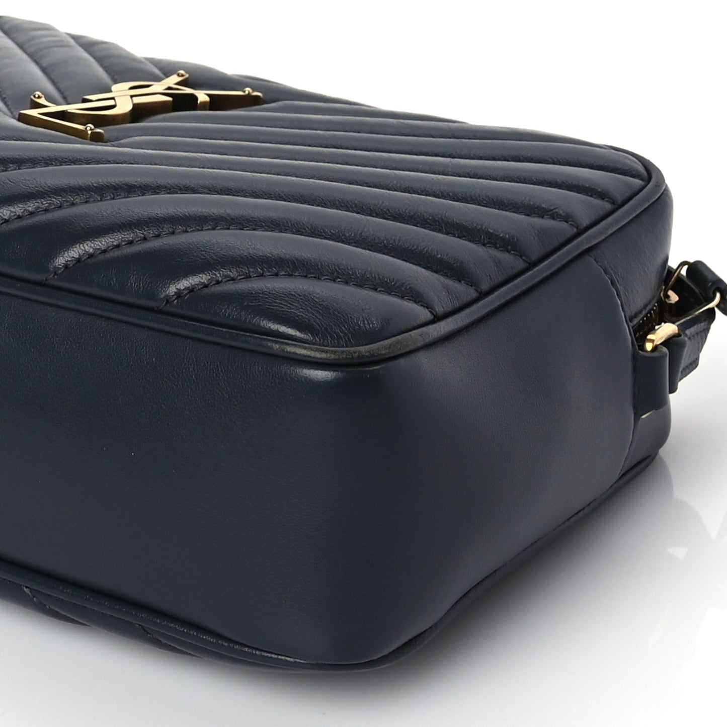 Saint Laurent Calfskin Matelasse Monogram Lou Camera Bag Navy