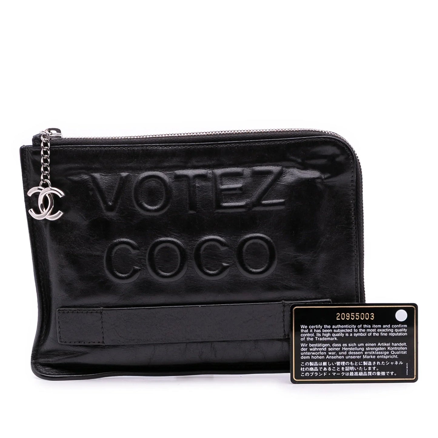 Black Chanel Lambskin Votez Coco Clutch