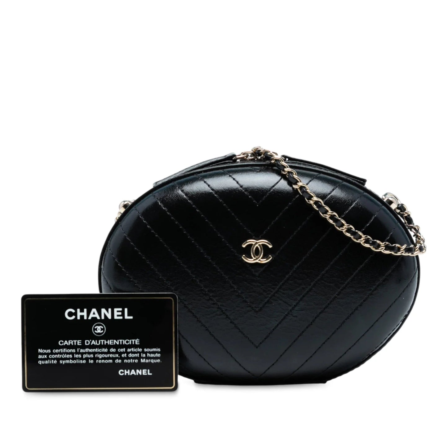 Black Chanel Chevron Stitched Calfskin La Pausa Evening Bag