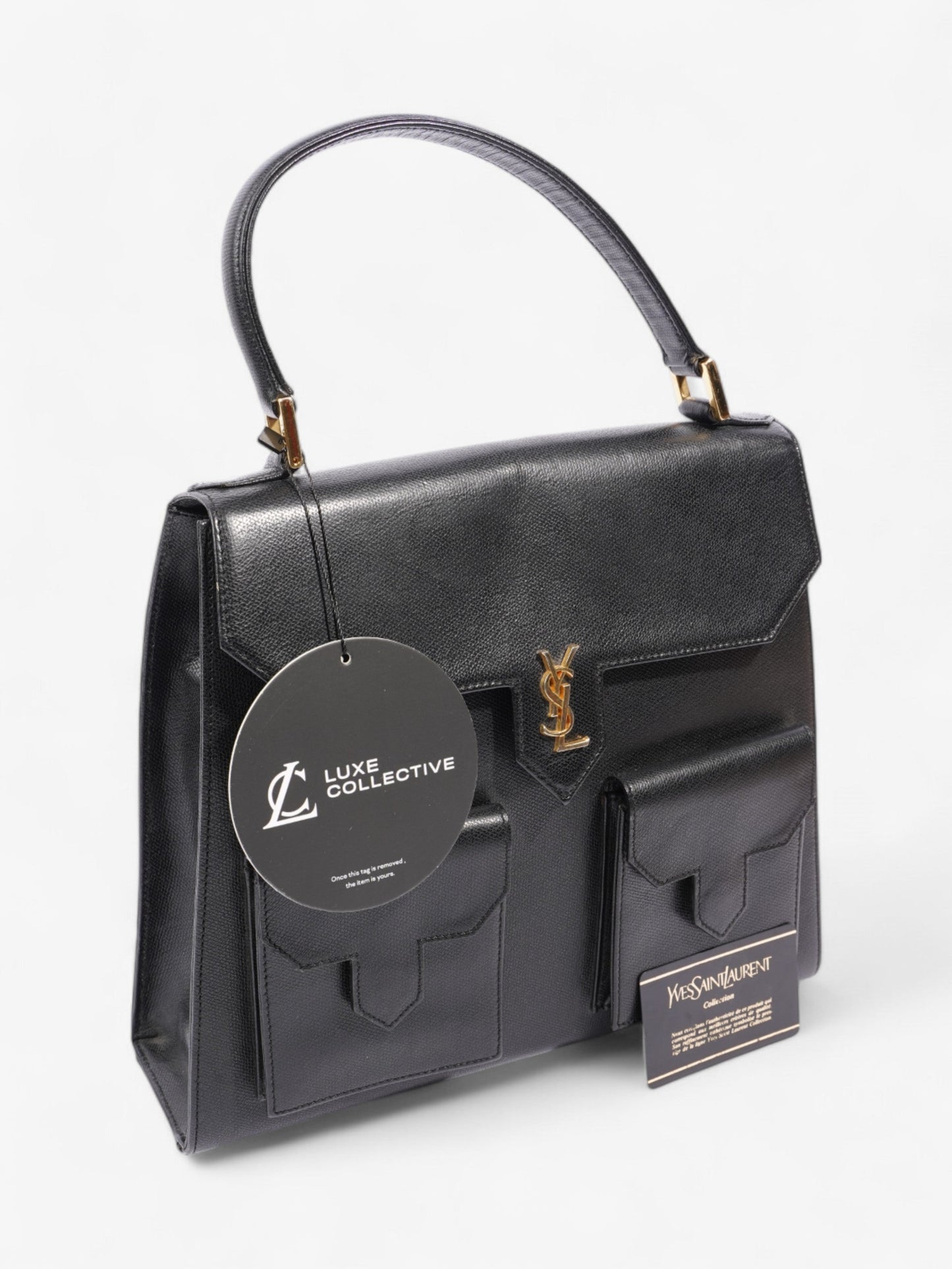 Saint Laurent Top Handle Black Grained Leather
