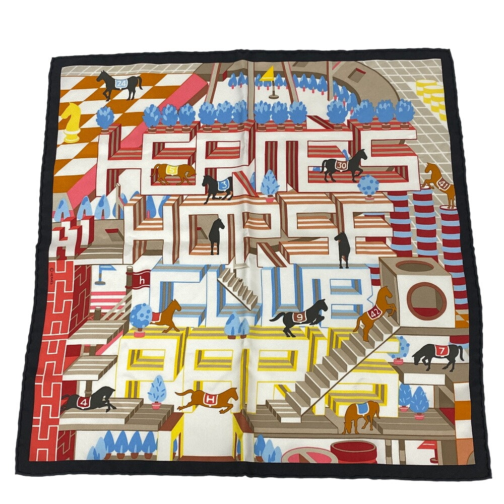 HERMES scarf silk multicolor Carre45 Gavroche Horse Club Detail Women d