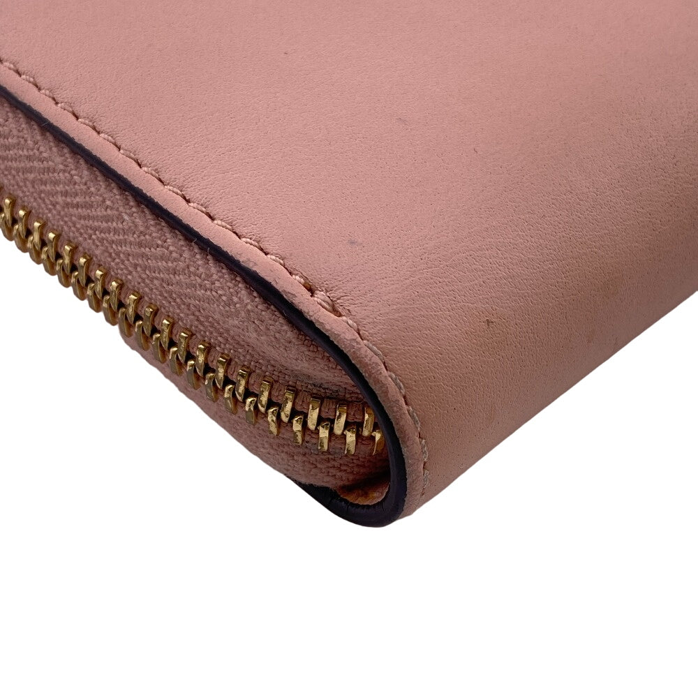 GUCCI Long Wallet Purse 453158 leather pink Zip Around Bamboo Nim Fair Women