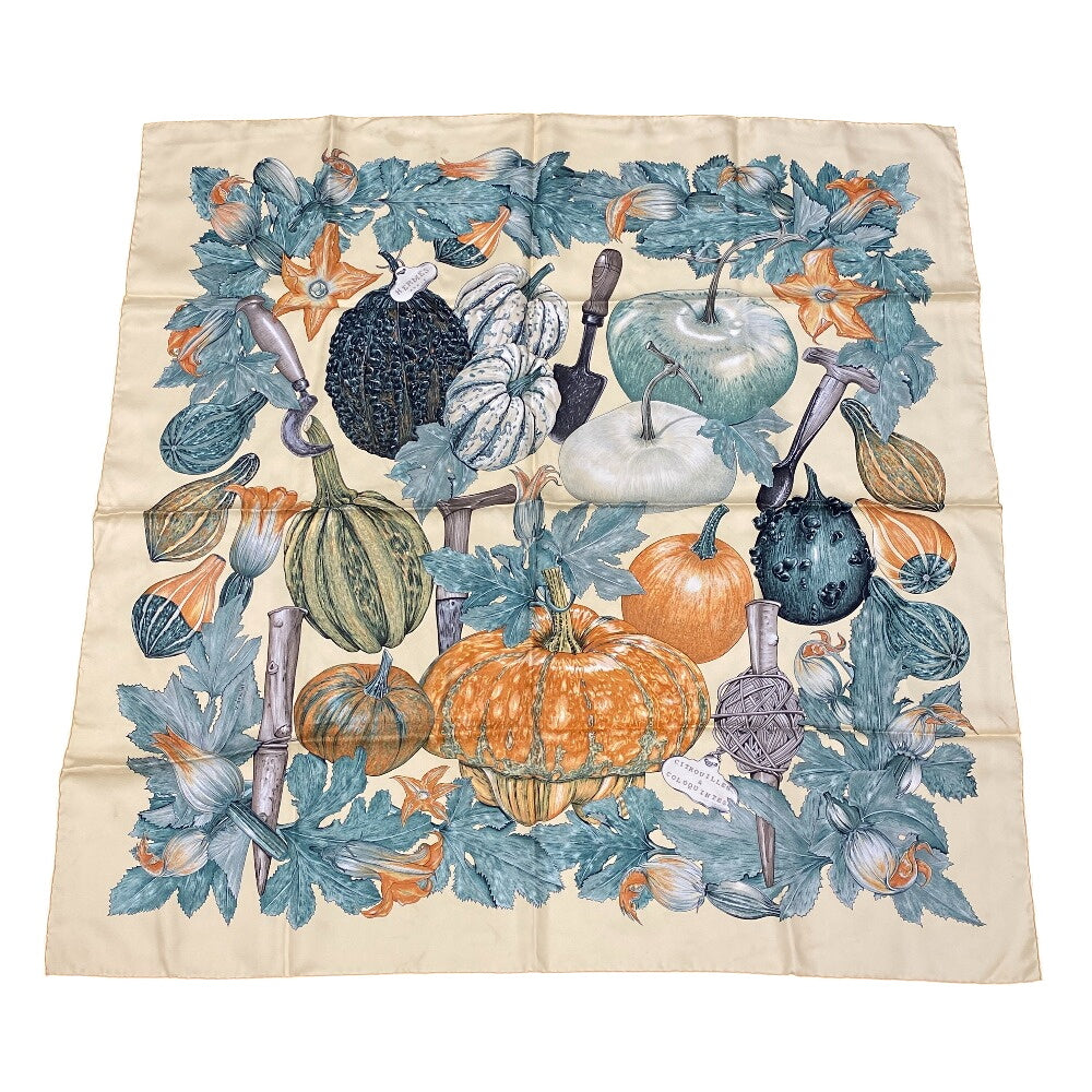 HERMES scarf silk multicolor Carre90 Pumpkin and colocynth Women d