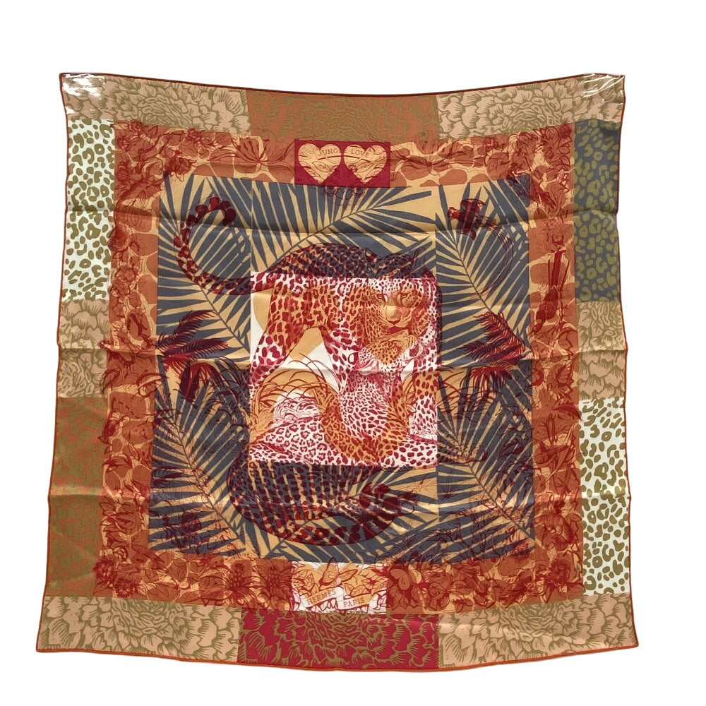 HERMES scarf silk Orange JUNGLE LOVE Carre70 Women d
