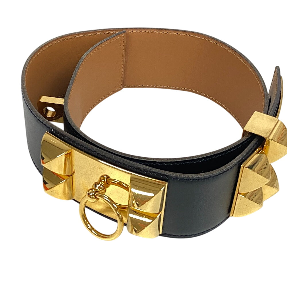 HERMES belt leather black Medor Cory Edssian Women(Unisex) d