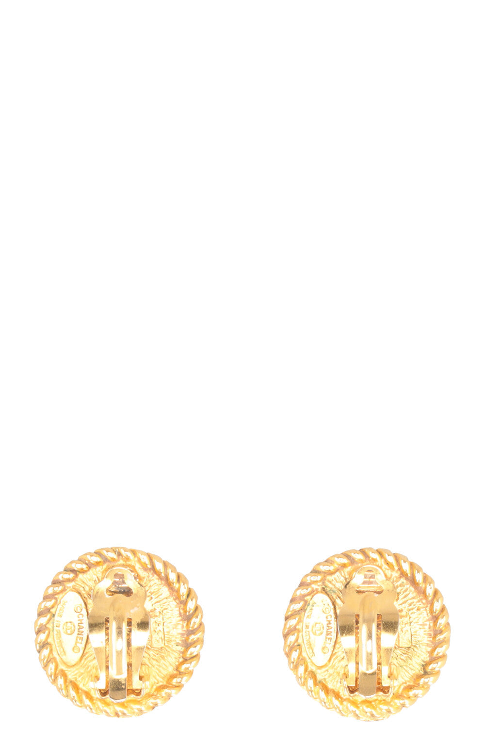 CHANEL CC Pearl Ear Clips Gold