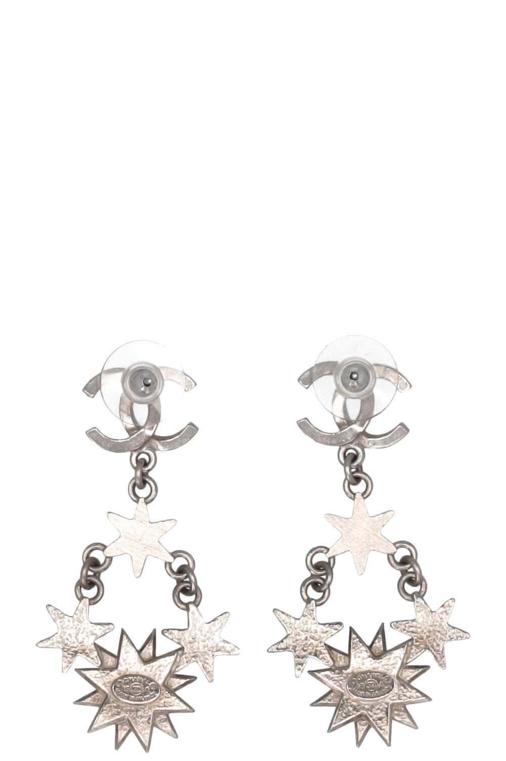 CHANEL Stars Earrings Silver