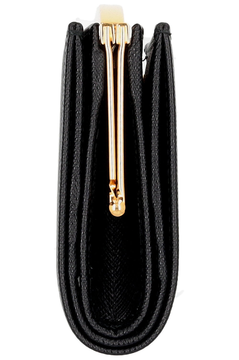 PRADA Pushlock Compact Wallet Saffiano Black