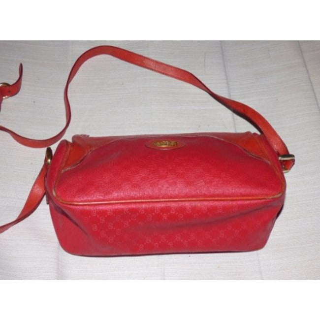 Gucci Red Leather Small G Logo Coated Canvas Cross Body