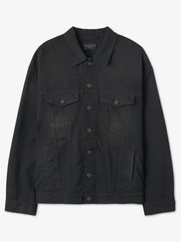 Luxury Balenciaga Trending 2025 Political Campaign Logo Oversized Denim Jacket Black