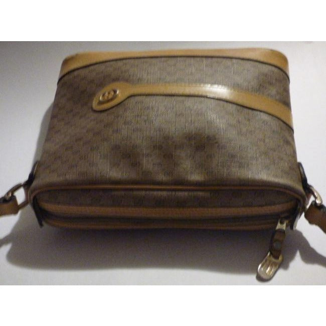 Gucci Purses Shades Of Brown Leather Coated Canvas Crossbody Bag