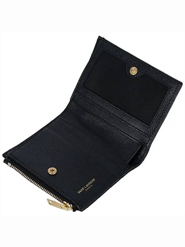 Luxury Saint Laurent Trending 2025 Cassandre Matelasse Grain De Poudre Embossed Leather Half Wallet Black