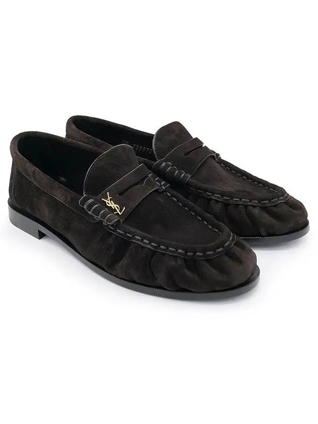 Luxury Saint Laurent Trending 2025 Le Penny Slippers Suede Loafers Dark Chocolate