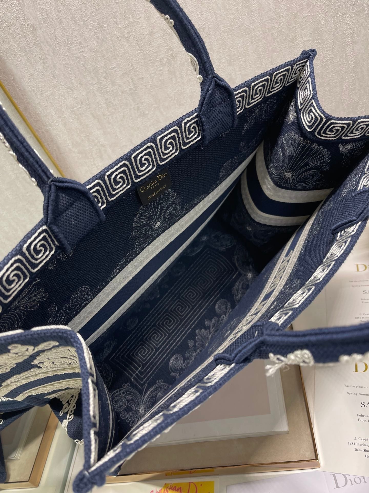 Top Quality MeTop Qualityum Book Tote Blue and White Cornely Embroidery, Blue, For Women Womens Handbags, Shoulder Bags, 42cm CD M1286ZTZB_M928