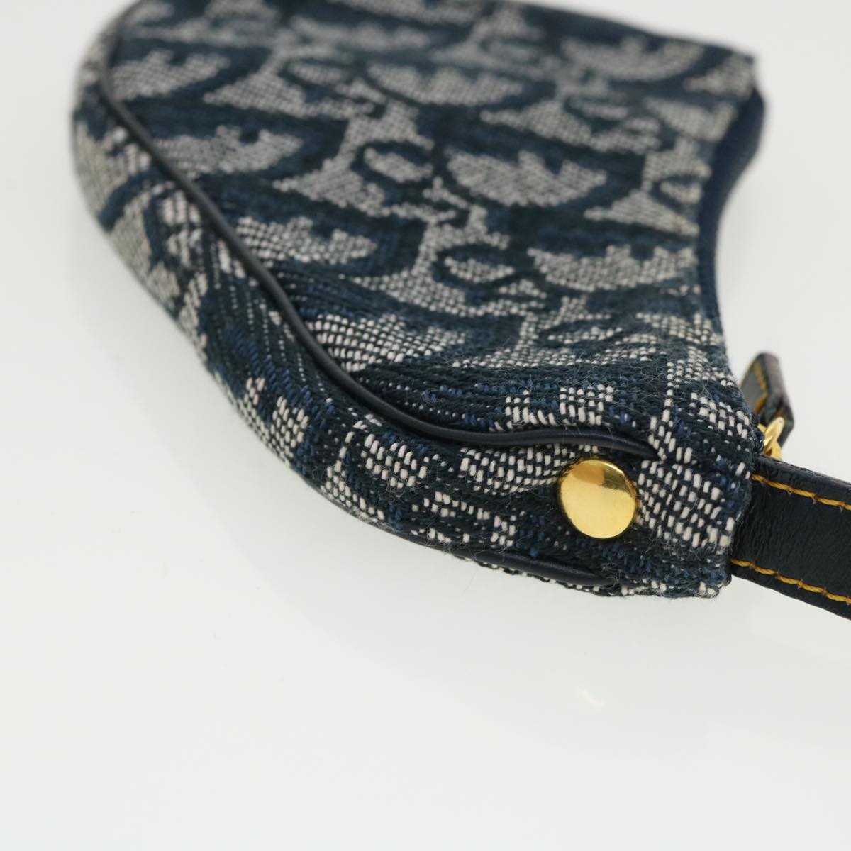 CHRISTIAN DIOR Trotter Canvas Saddle Coin Purse Navy am3626