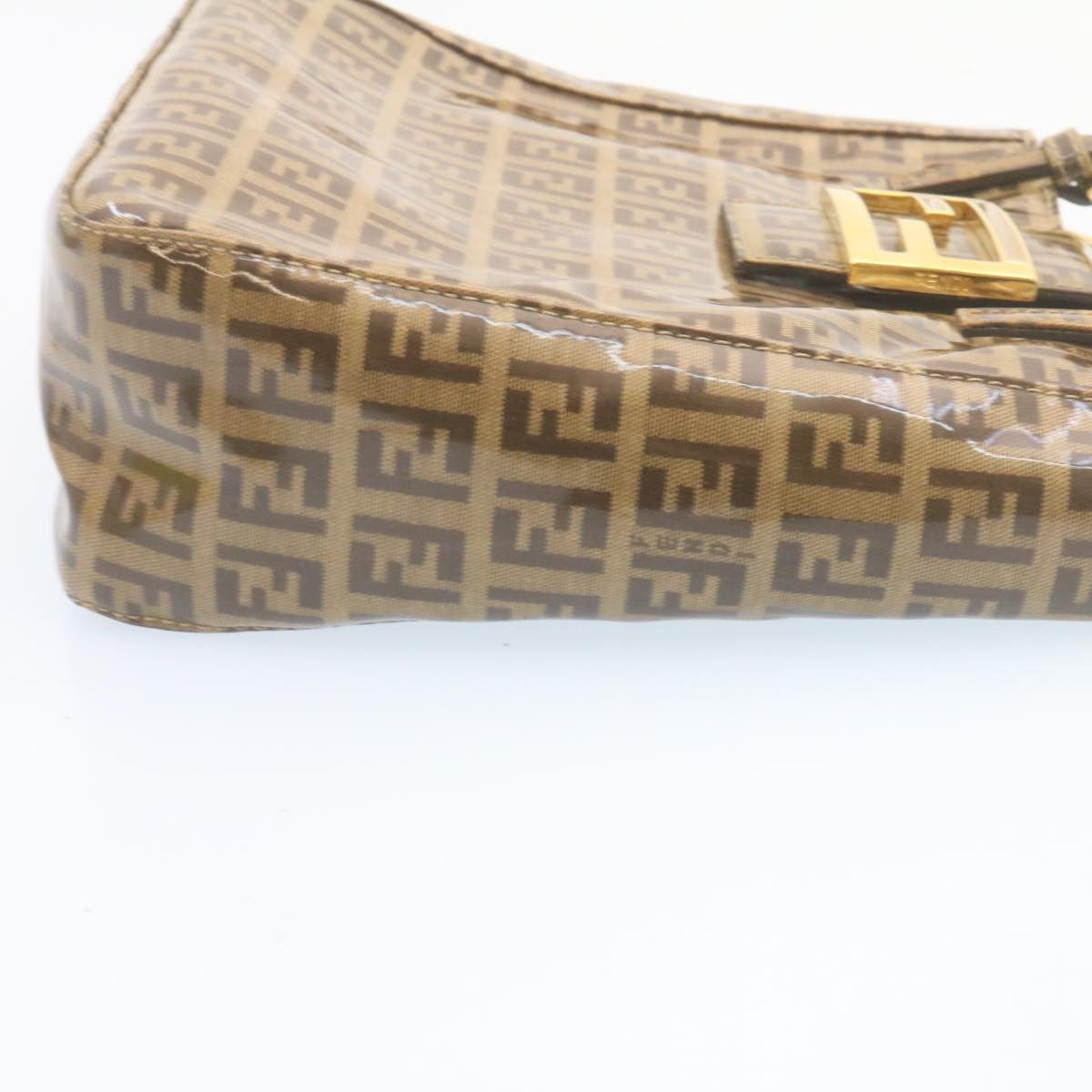 FENDI Zucchino Hand Bag Coated Canvas Brown Auth ar6367