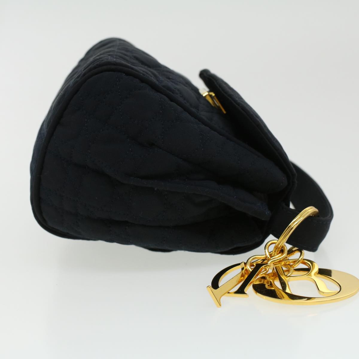 CHRISTIAN DIOR Lady Dior Canage Hand Bag Nylon Black ar8192