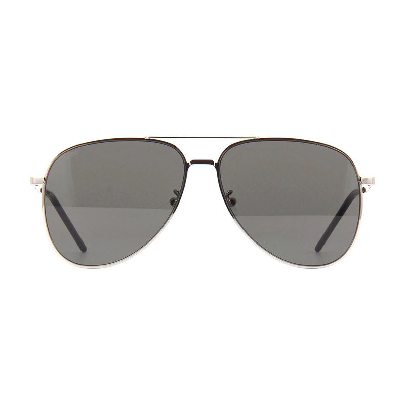 Saint Laurent Sunglasses Aviator Full Rim, Silver Frame and Grey Lens CLASSIC11SLIM001