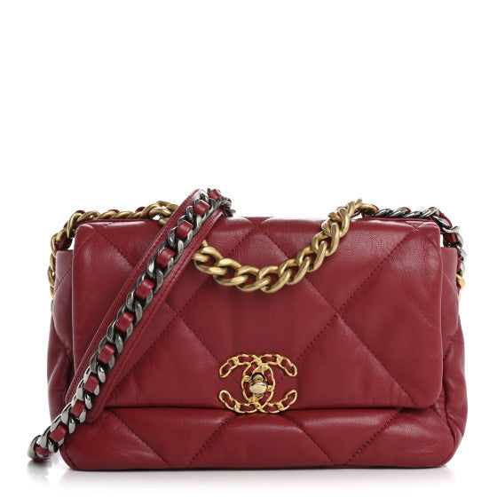 Chanel Goatskin Quilted Medium 19 Flap Red