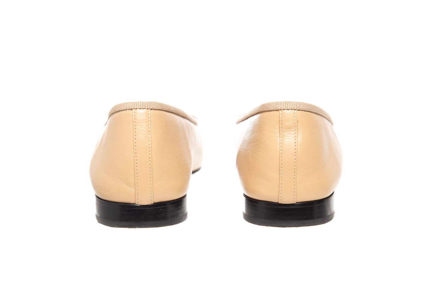 Chanel Tan & Black Interlocking CC Logo Leather Flats SZ 37