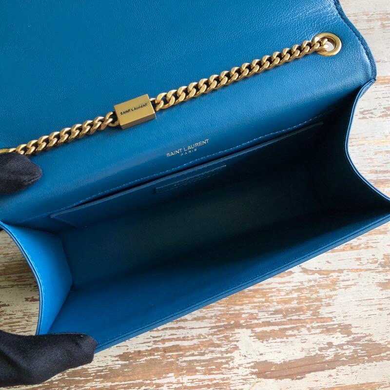 YSSL Kate Medium Chain Bag With Star Pattern Blue For Women 9in/24cm YSL
