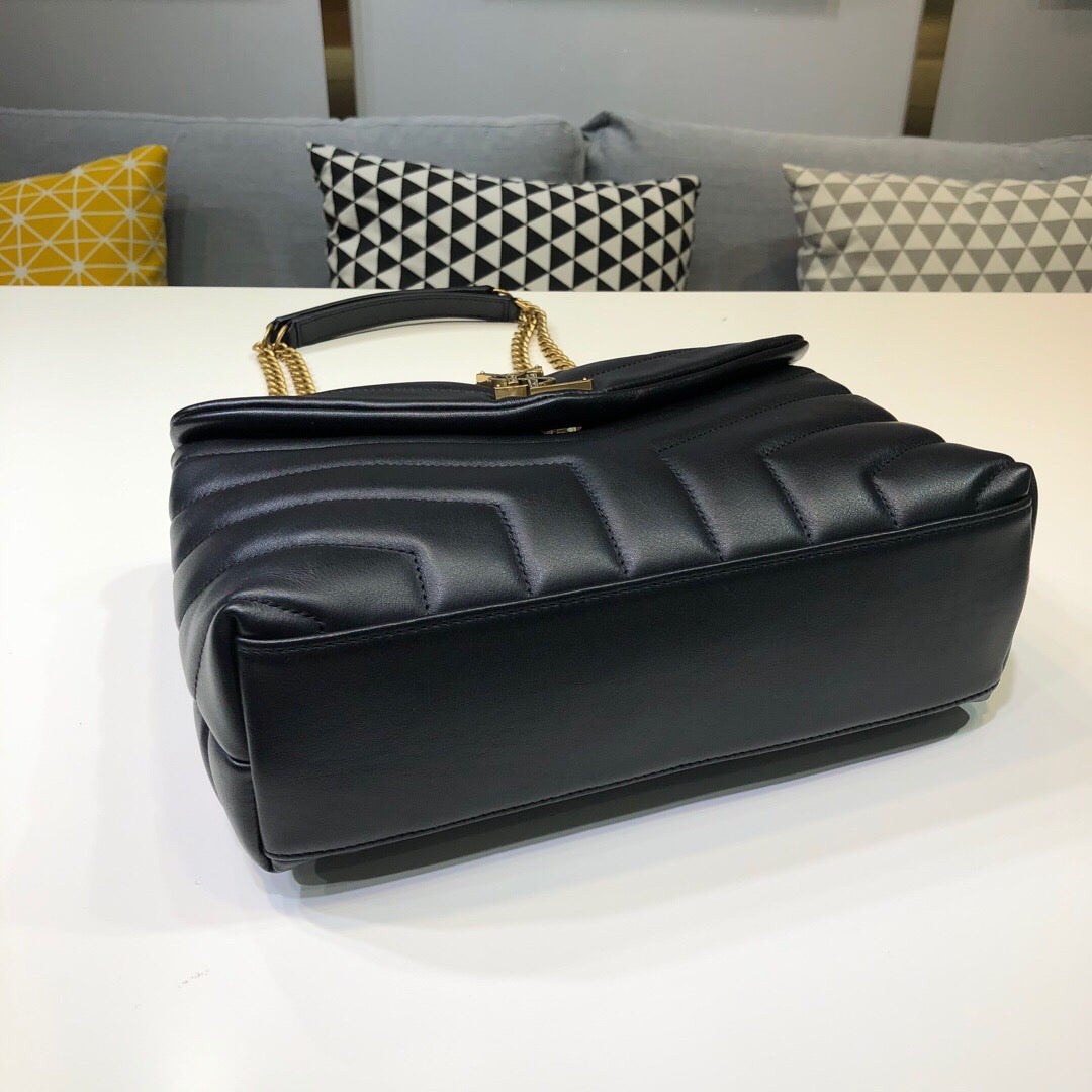 Top Quality Loulou Small Chain Bag In Matelassé "Y" Black For Women 9.8in/23cm YSL 494699DV7271000