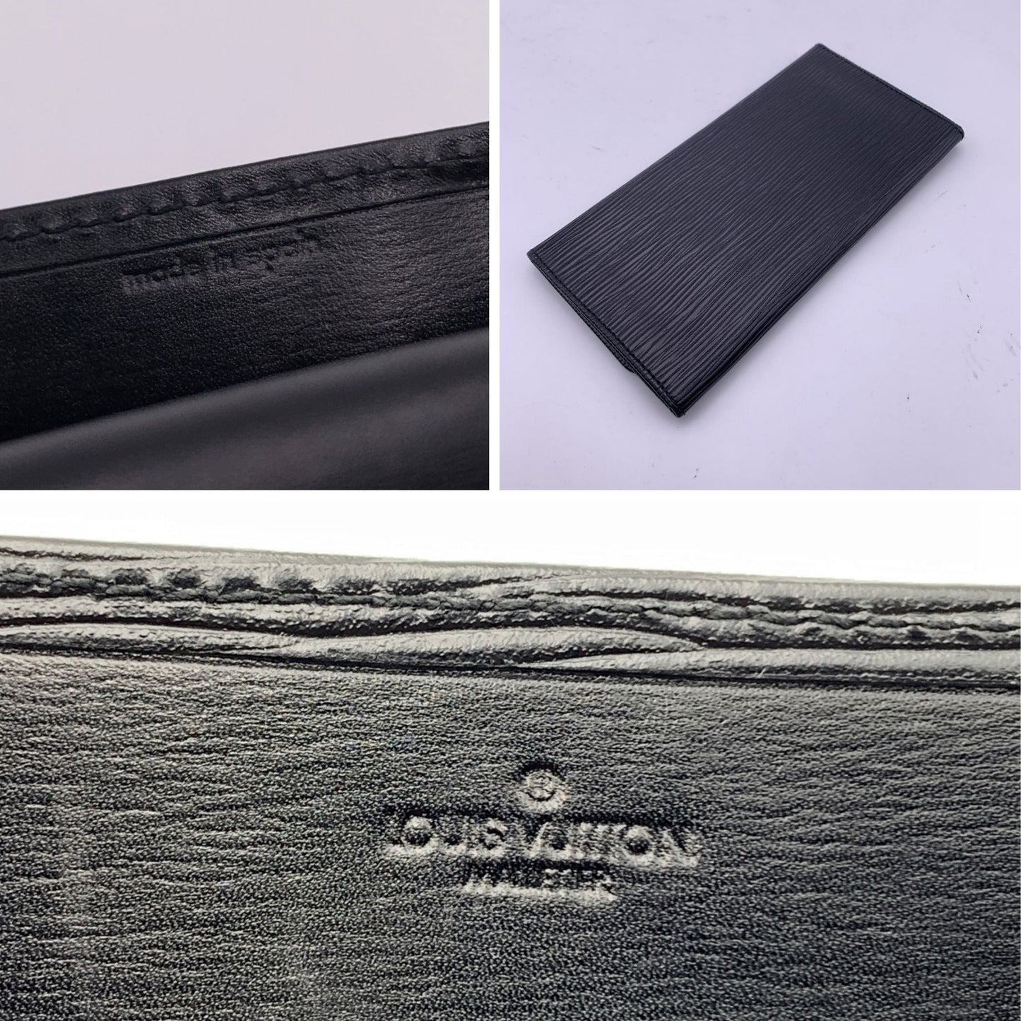 LOUIS VUITTON Malletier Black Epi Leather Bifold Bill Wallet