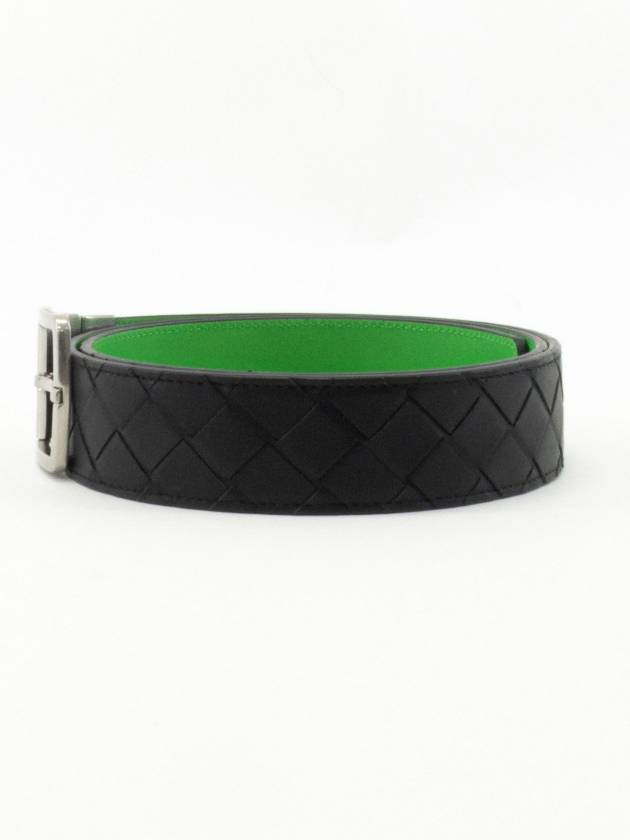 Luxury Bottega Veneta Intrecciato Reversible Leather Belt Black Parakit