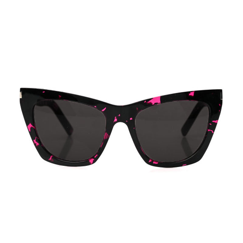 Saint Laurent Sunglasses Cat Eye Full Rim, Black with Pink Havana Frame and Black Lens SL214KATE009