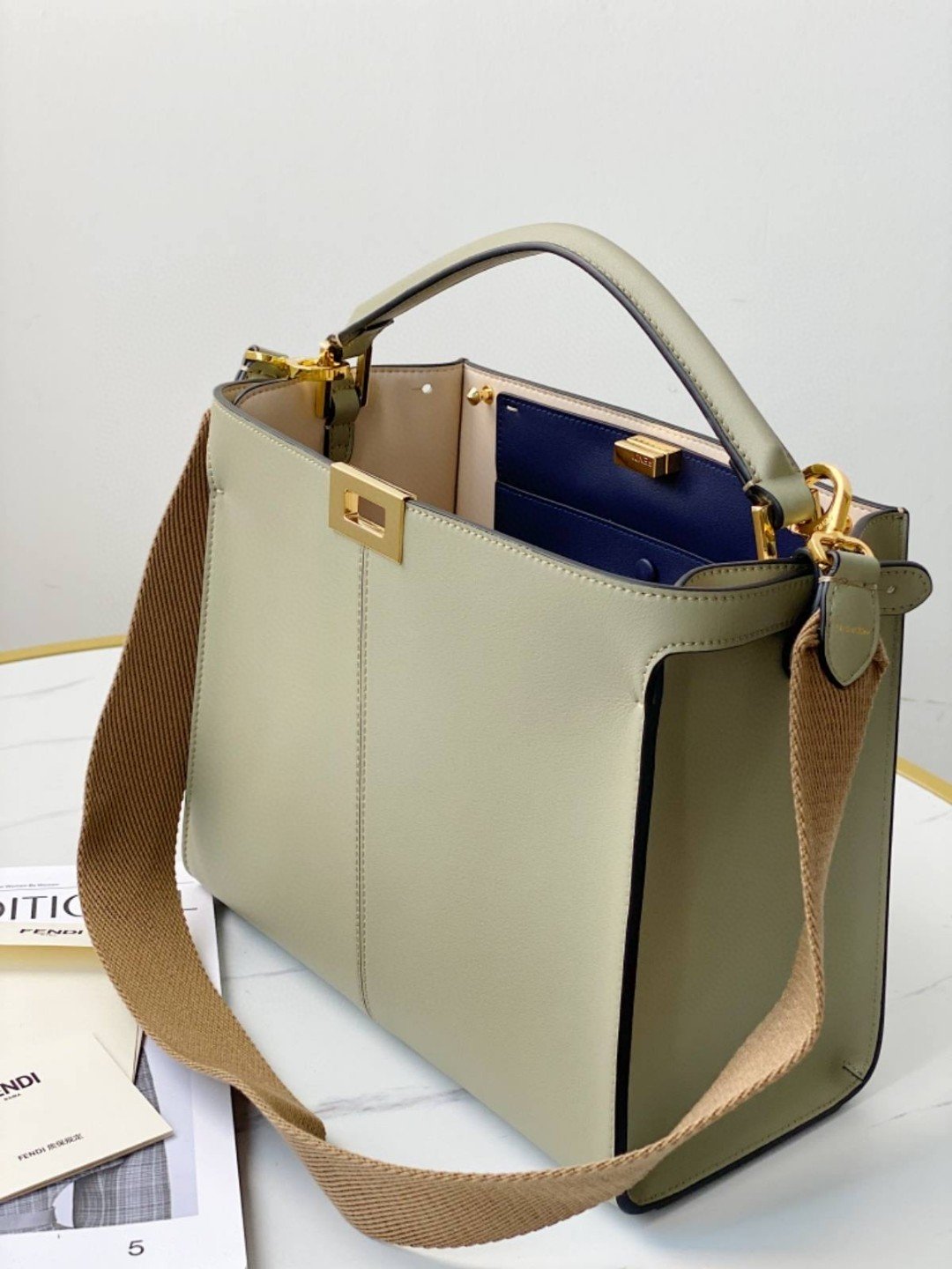 Top QualityTop Quality Peekaboo X-Lite Tote Medium Beige Bag For Woman 30cm/12in
