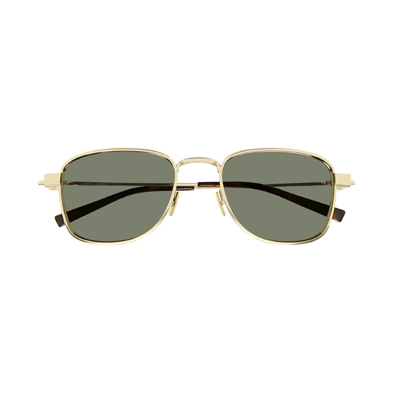 Saint Laurent Sunglasses Square Full Rim, Shiny Gold Frame and Green Lens SL741003