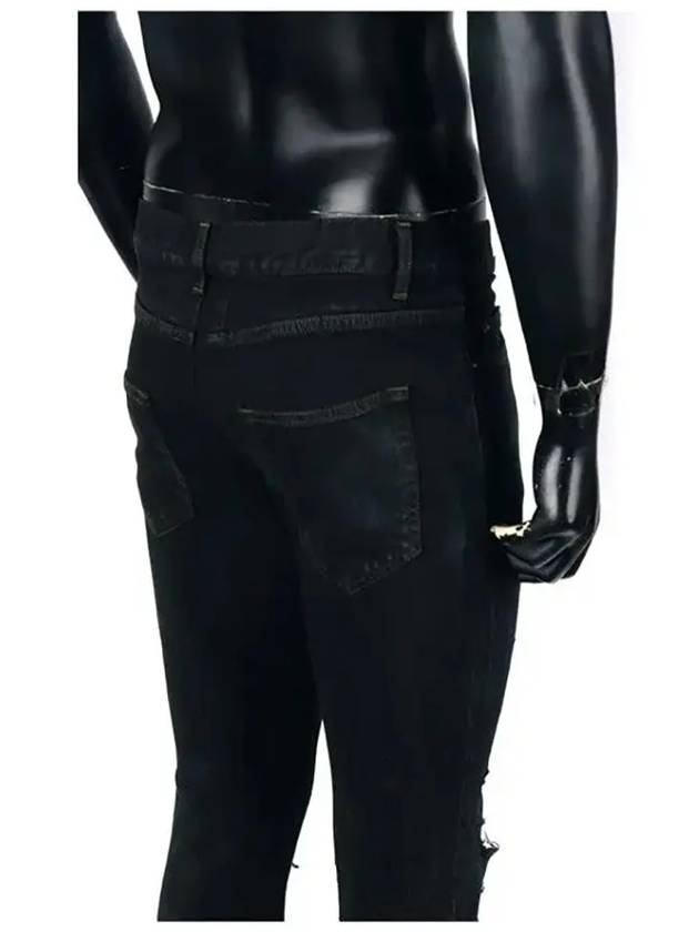 Luxury Saint Laurent Trending 2025 Men's Stain Effect Denim Skinny Jeans Black