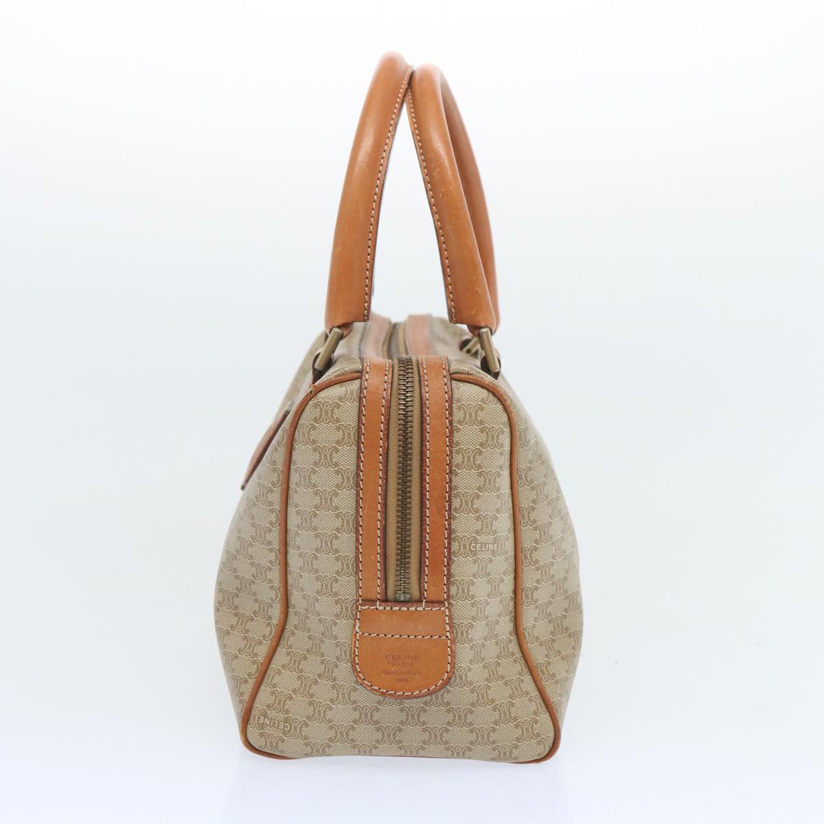 Luxury CELINE Macadam Canvas Boston Bag Beige 12260