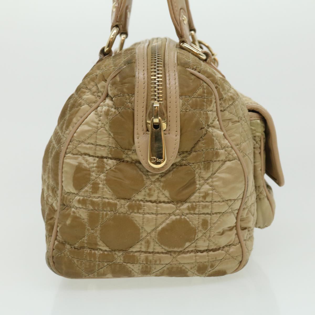CHRISTIAN DIOR Canage Lady Dior Hand Bag Nylon Beige bs2219
