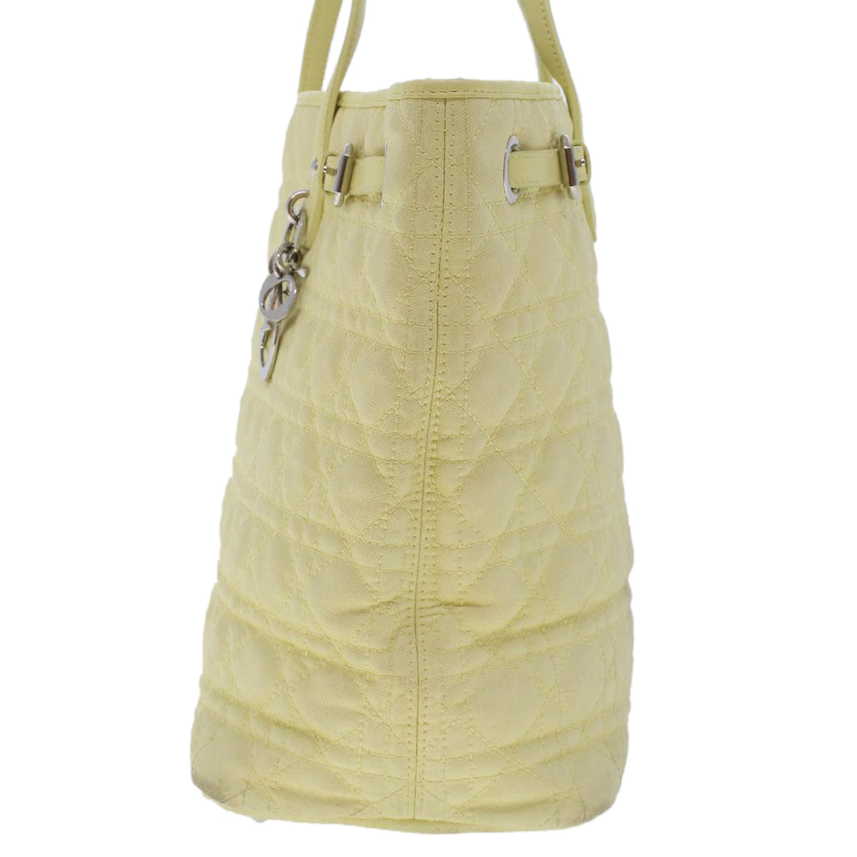 CHRISTIAN DIOR Lady Dior Canage Tote Bag Coated Canvas Yellow bs5871