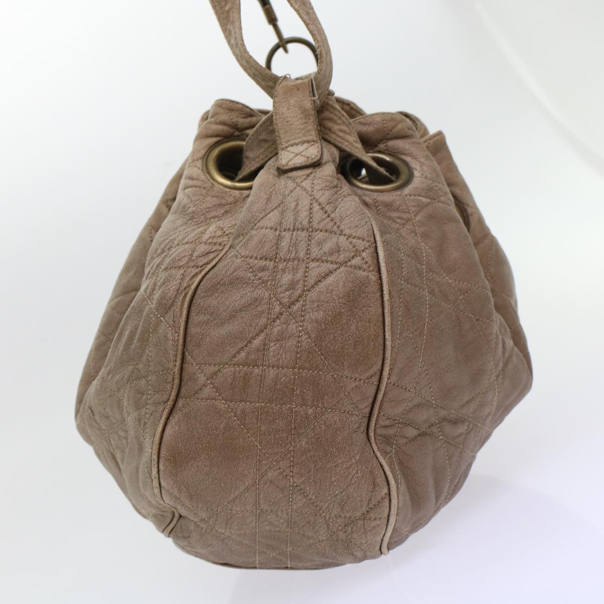 CHRISTIAN DIOR Canage Shoulder Bag Leather Brown bs7073