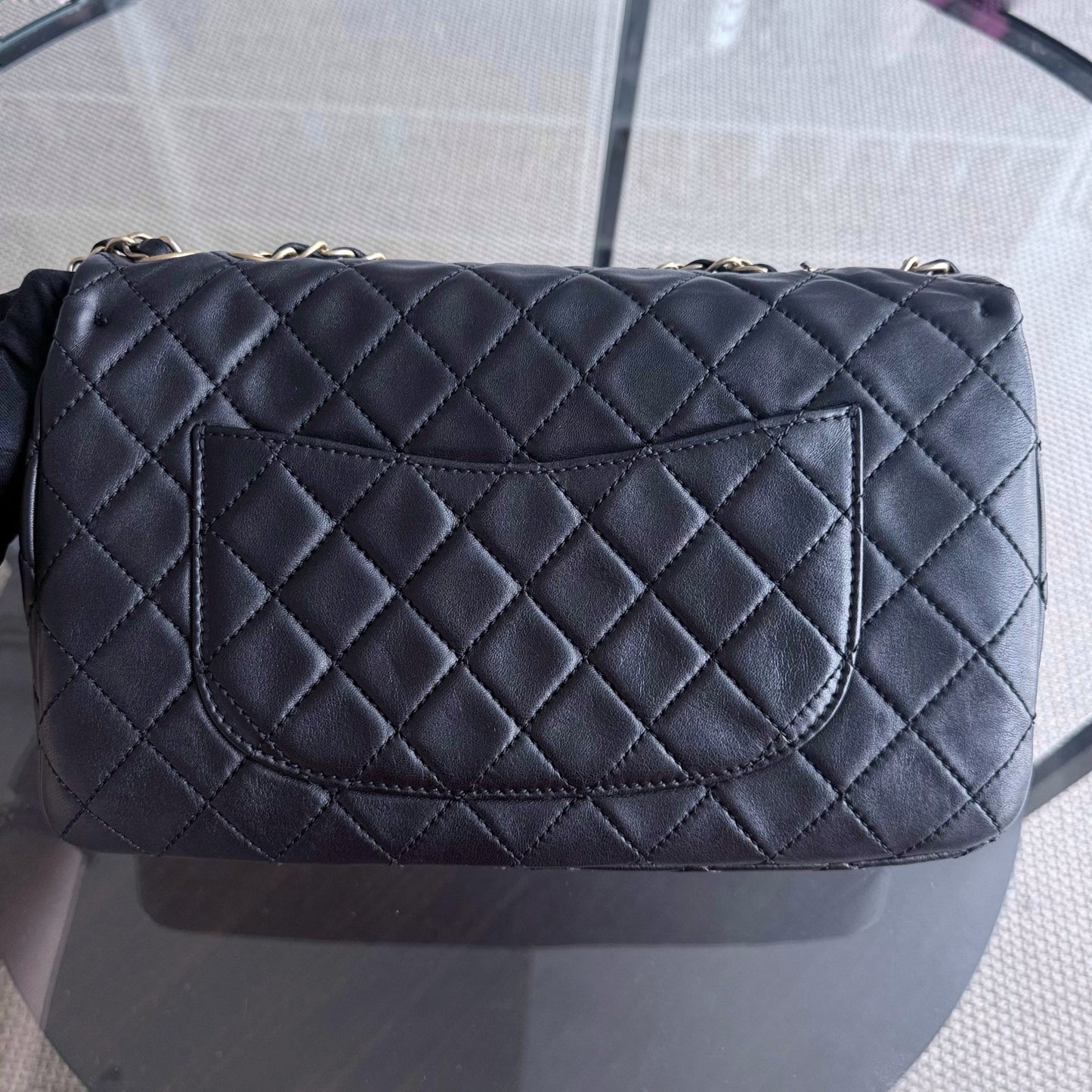 Chanel Seasonal Flap - 27CM Quilted Lambskin Black Gold Hardware Series 18