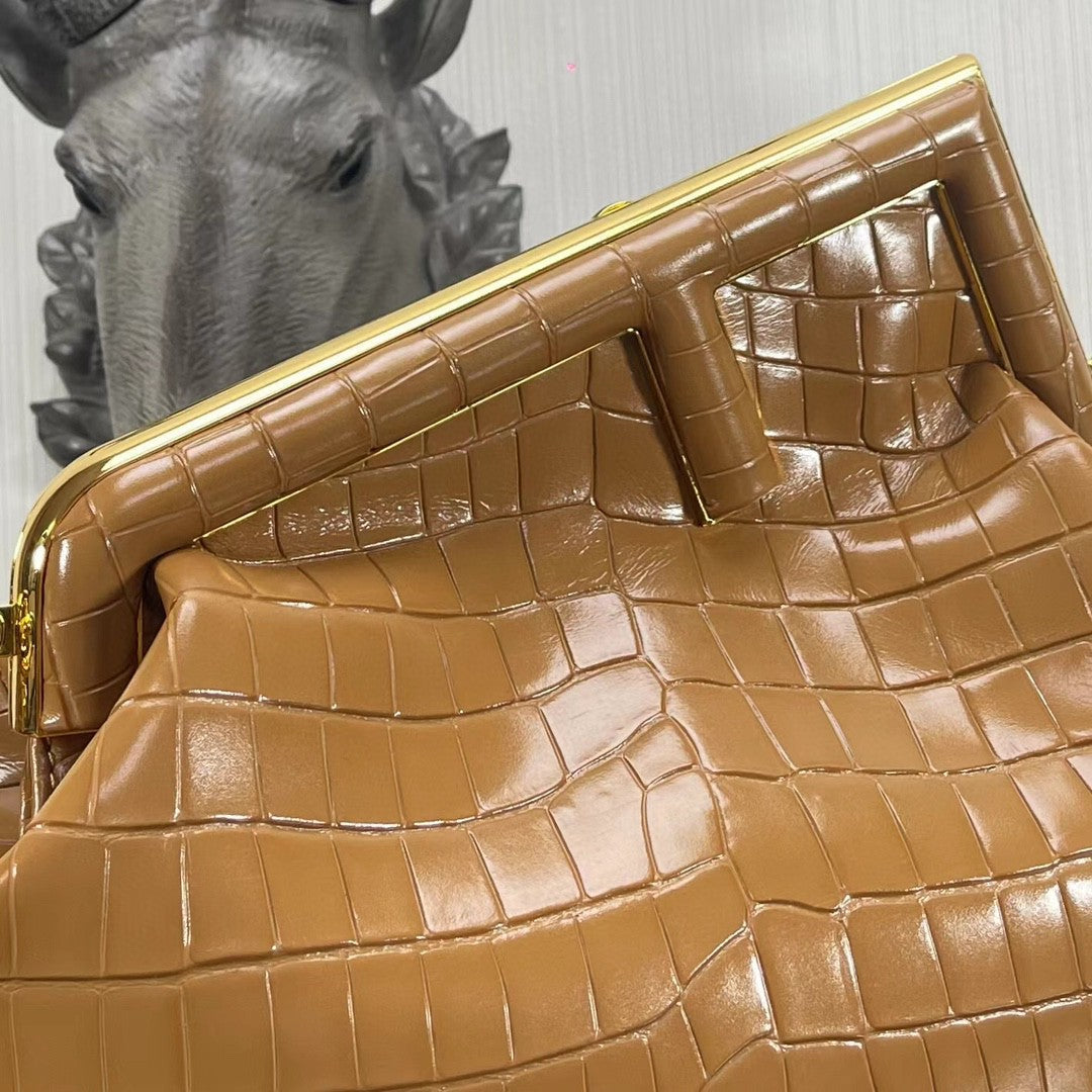 FI First MeTop Qualityum Brown CrocoTop Qualityle Bag For Woman 32.5cm/13in